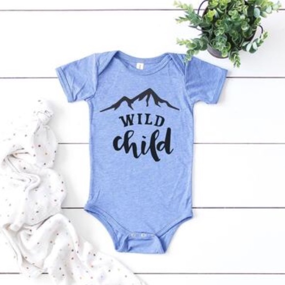 American Bear Cub® Other - Wild child - boho baby clothing - Onesie - BLUE
